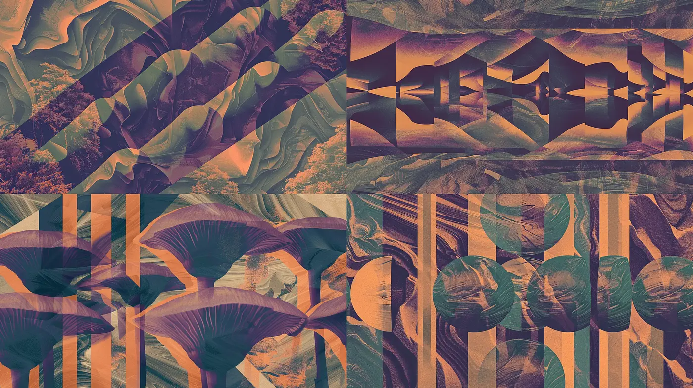 Abstract Terracotta Tapestry: A Fusion of Organic Forms and Geometric Patterns - Midjourney sref style