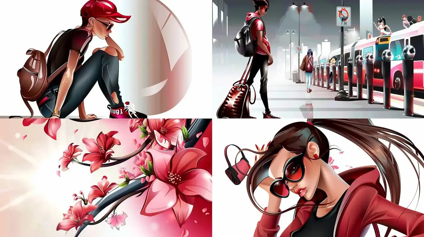Stylized Urban Youth Culture with Floral Accents - Midjourney sref style