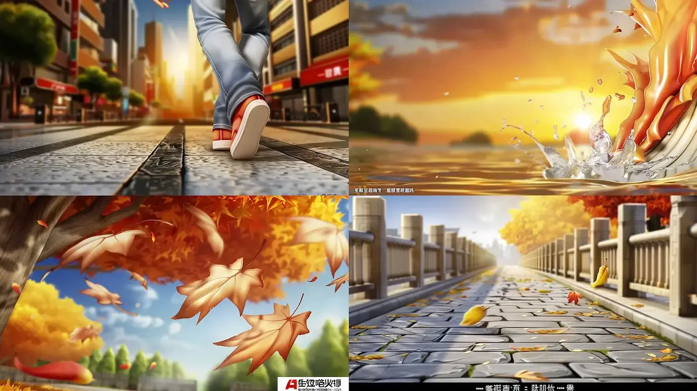 A Journey Through Urban Autumn: A Vivid Exploration of Seasonal Landscapes - Midjourney sref style
