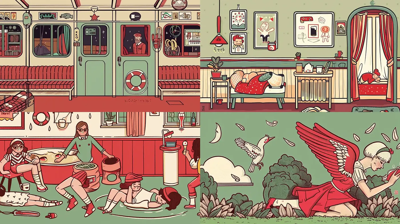 Retro Nostalgic Vignettes in Muted Tones - Midjourney sref style