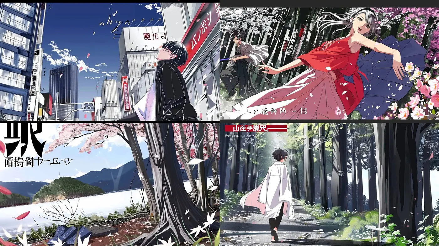 Ethereal Anime Dreamscape: A Fusion of Vibrant Florals and Serene Settings - Midjourney sref style