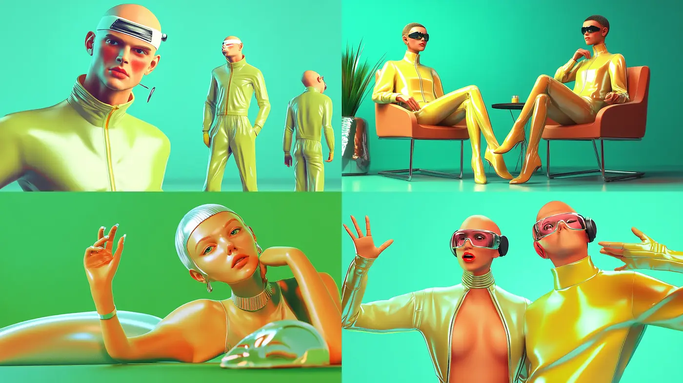 Futuristic Elegance with a Saturated Retro Twist - Midjourney sref style