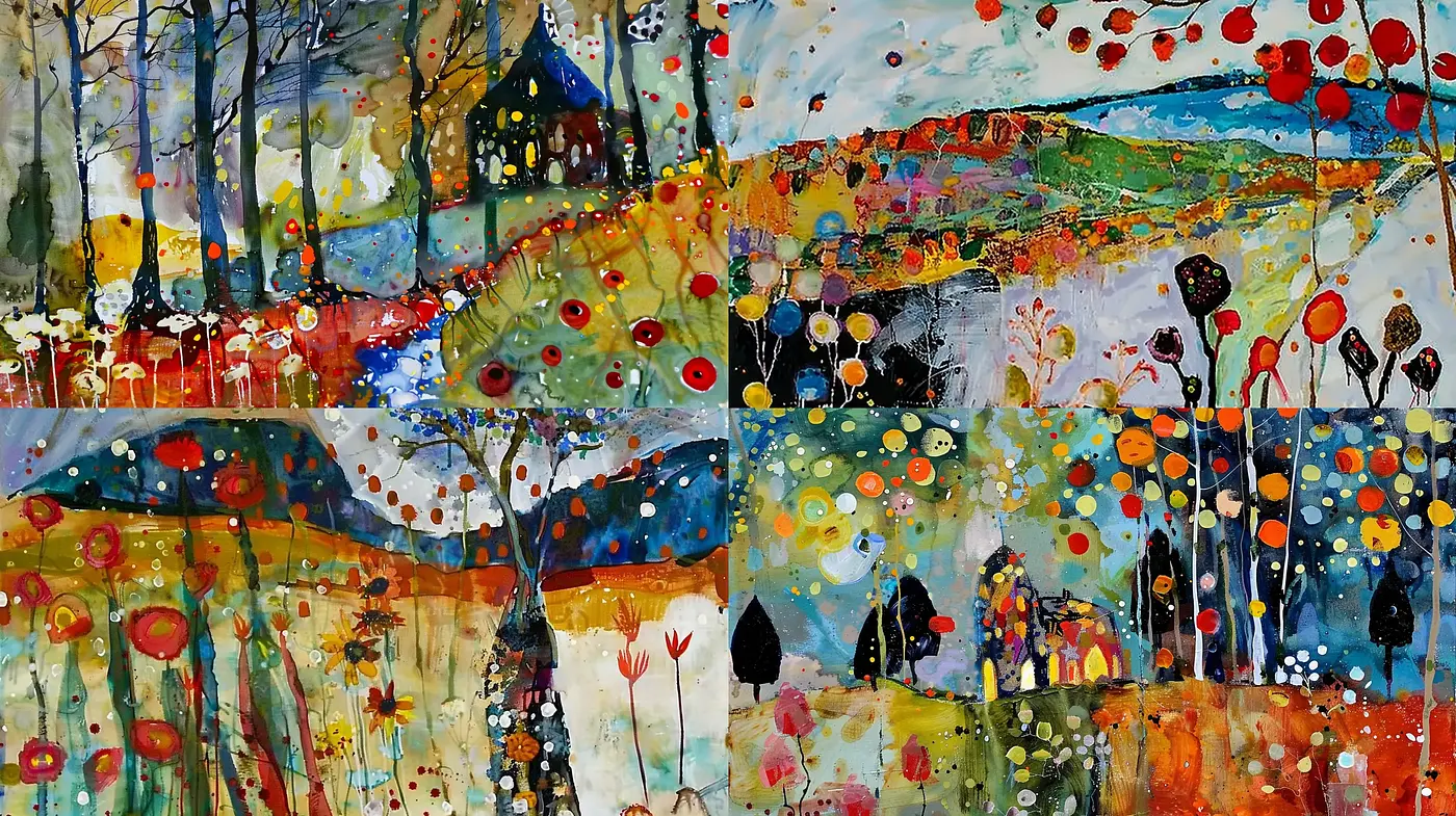 Ethereal Dreamscape Canvases: A Fusion of Whimsy and Abstraction - Midjourney sref style