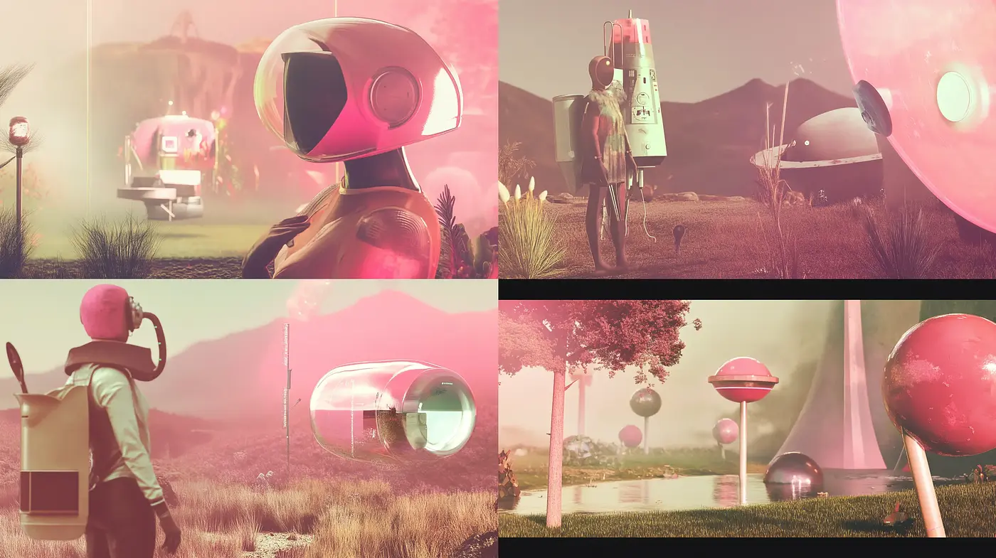 Retrofuturistic Reverie with Pastel Twilight Hues - Midjourney sref style