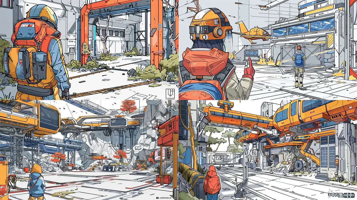 Industrial Exploration in Stylized Graphic Novel Aesthetics - Midjourney sref style