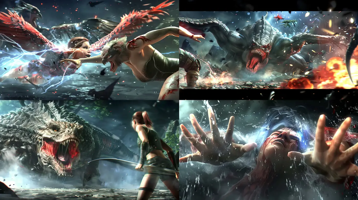 Epic Cinematic Fantasy with Dynamic Lighting and Vibrant Action - Midjourney sref style