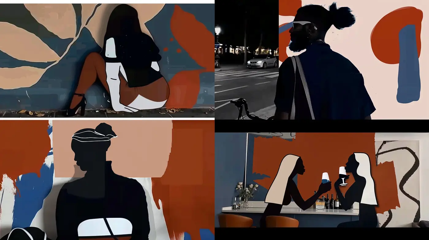 Contemporary Abstract Silhouettes with Warm Tonal Harmony - Midjourney sref style
