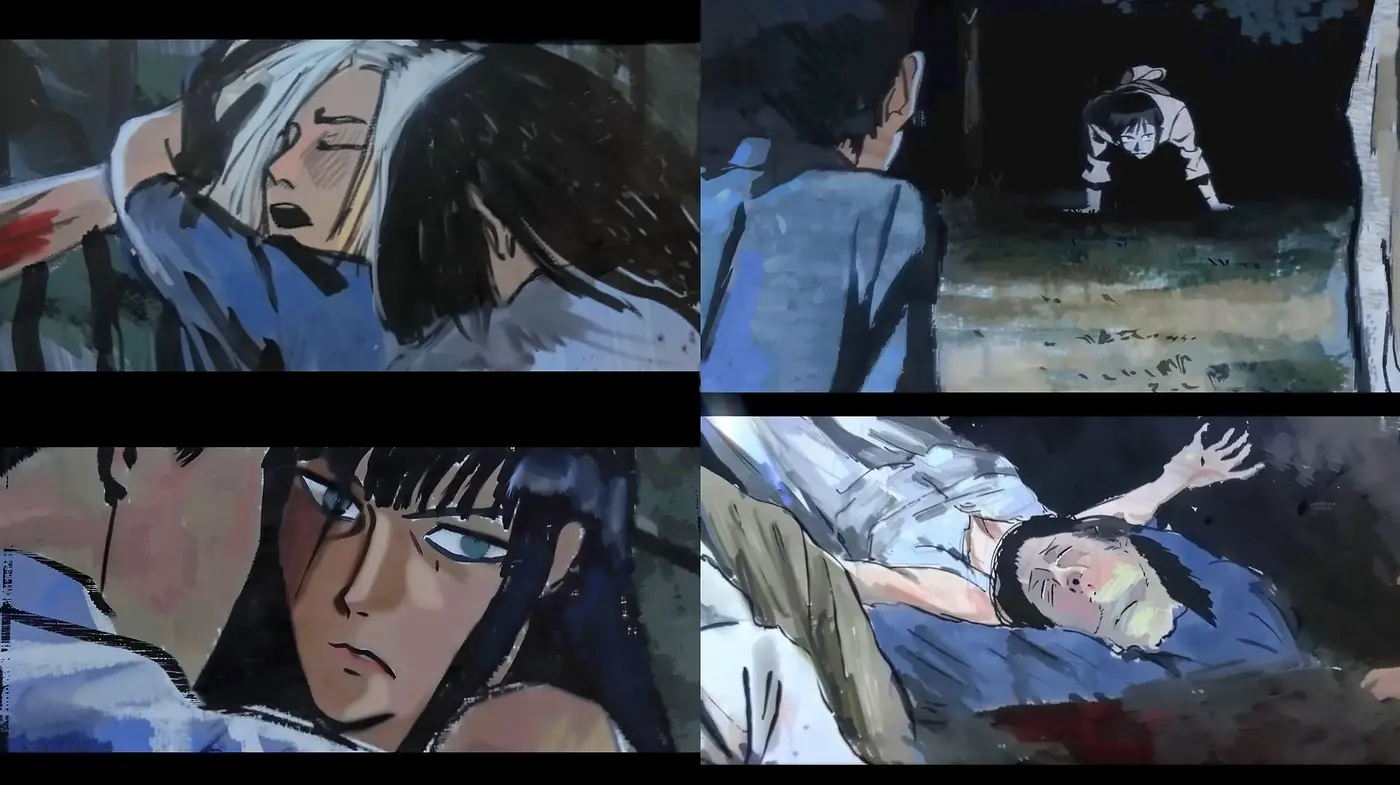 Nocturnal Anime Essence with a Gritty Watercolor Fabrication - Midjourney sref style