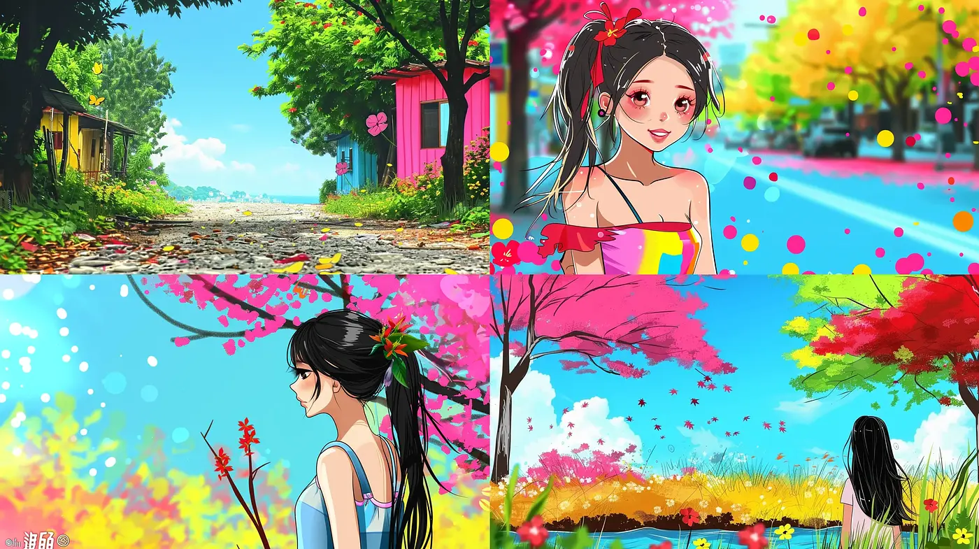 Lively Anime-Inspired Digital Tableau - Midjourney sref style
