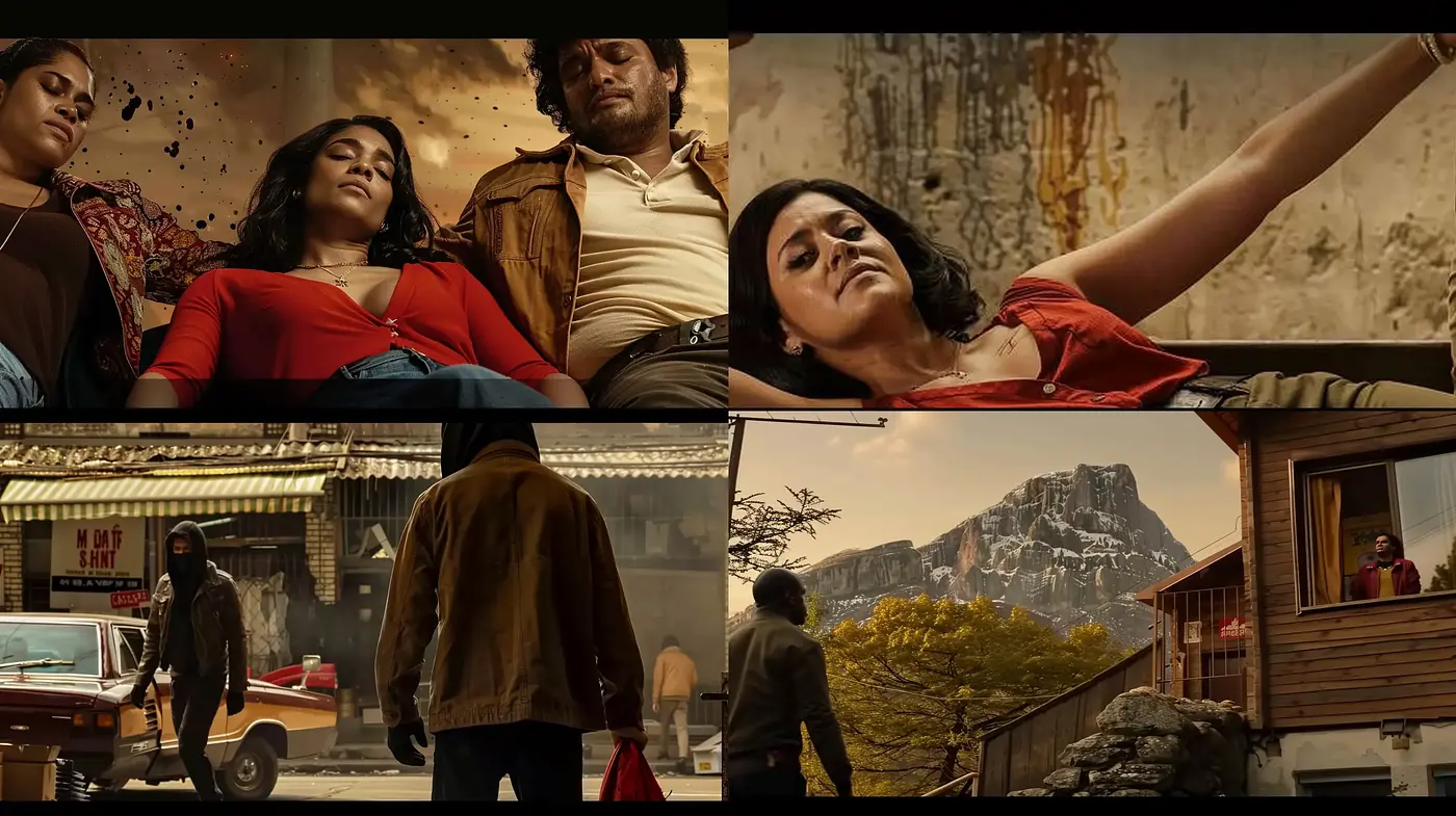 Cinematic Harmony in Sienna: A Fusion of Warm Tones and Gritty Textures - Midjourney sref style