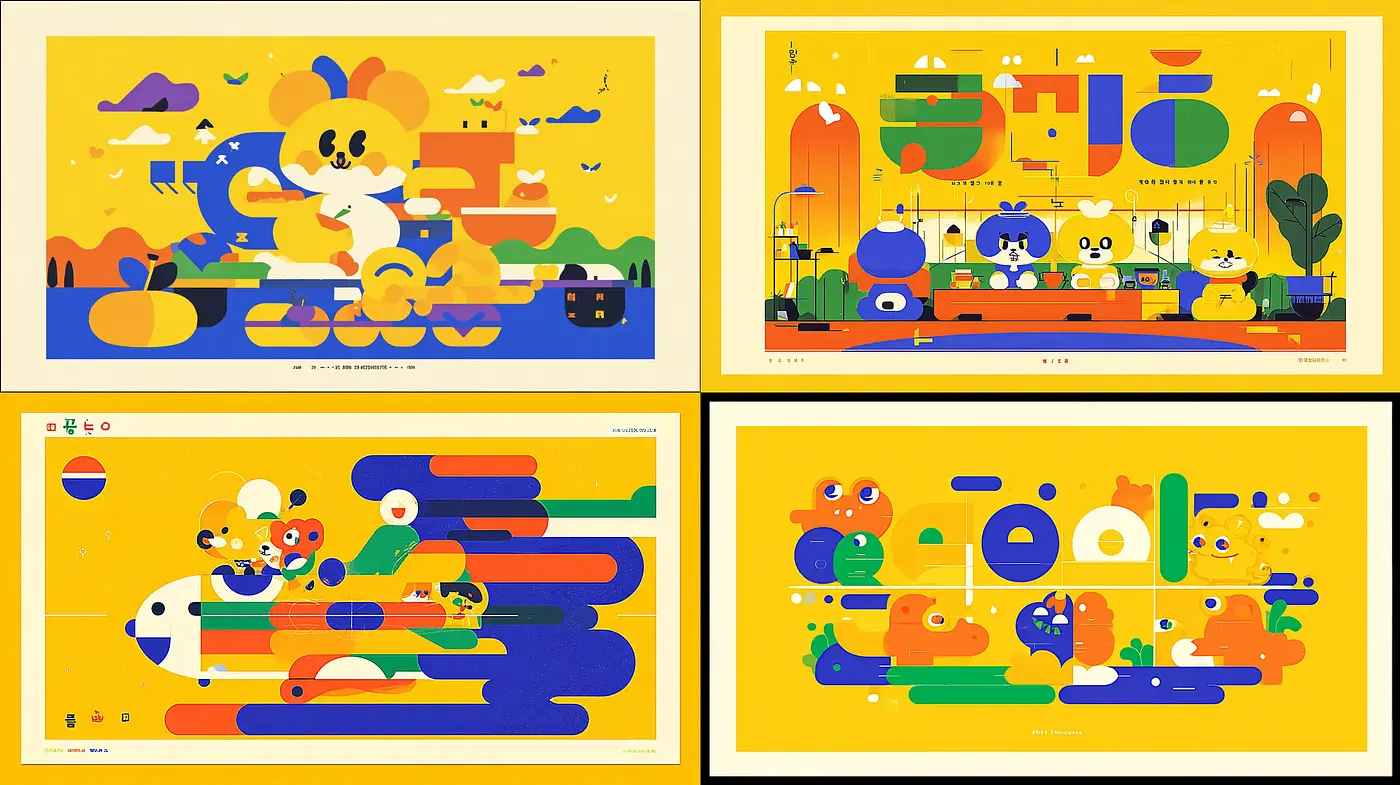 vibrant playful abstract design with geometric influences - Midjourney sref style