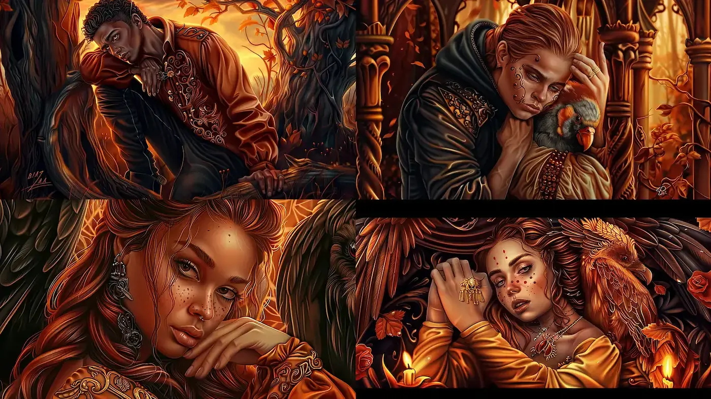 Ethereal and Dramatic Fantasy Portraits with Rich Textures and Warm Tones - Midjourney sref style
