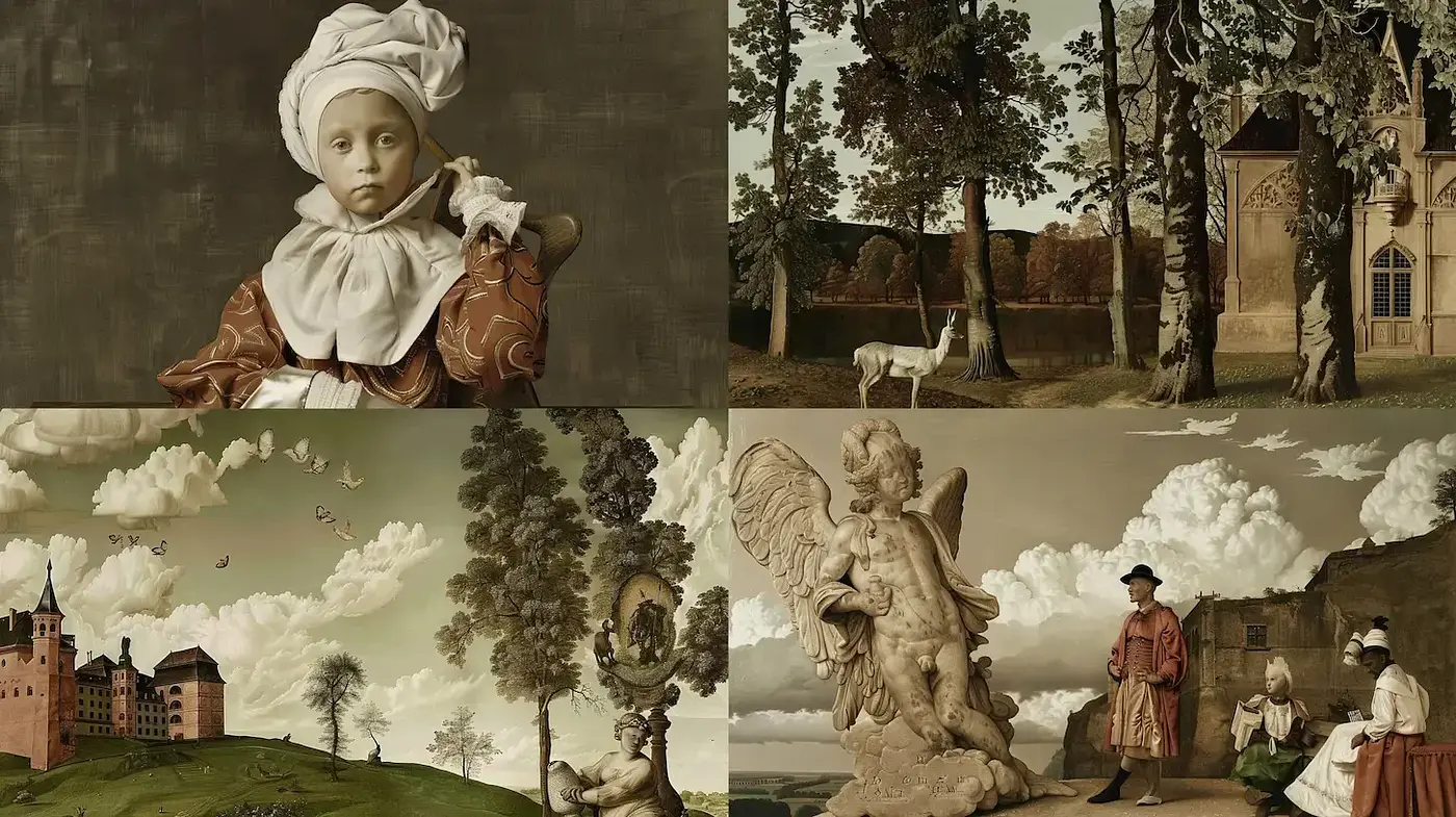 Timeless Exploration of Classical Themes with a Baroque Influence - Midjourney sref style