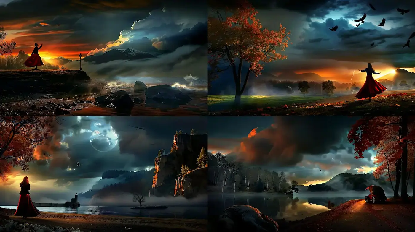 Dramatic Landscape with Ethereal Lighting and Rich Textures - Midjourney sref style