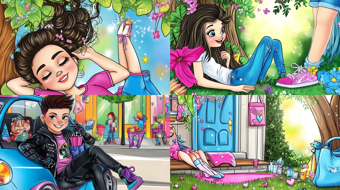 Vibrant Storybook Illustration Style with Expressive Characters and Lush Scenery - Midjourney sref style