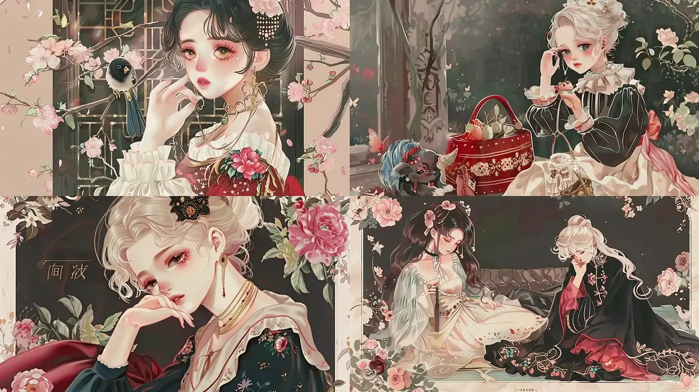 Ethereal Elegance in Bloom: A Floral Anime-Inspired Symphony - Midjourney sref style