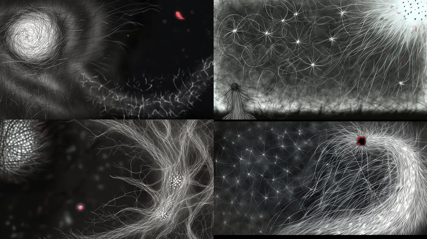 Ethereal Monochrome Dreamscape: A Synthesis of Cross-Hatched Surrealism and Ethereal Textures - Midjourney sref style