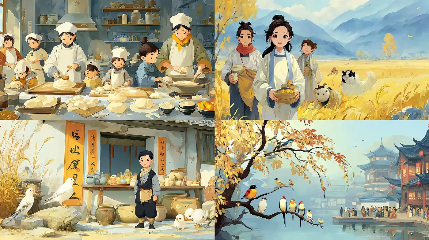 Charming and Serene Illustrations with a Nostalgic Touch - Midjourney sref style