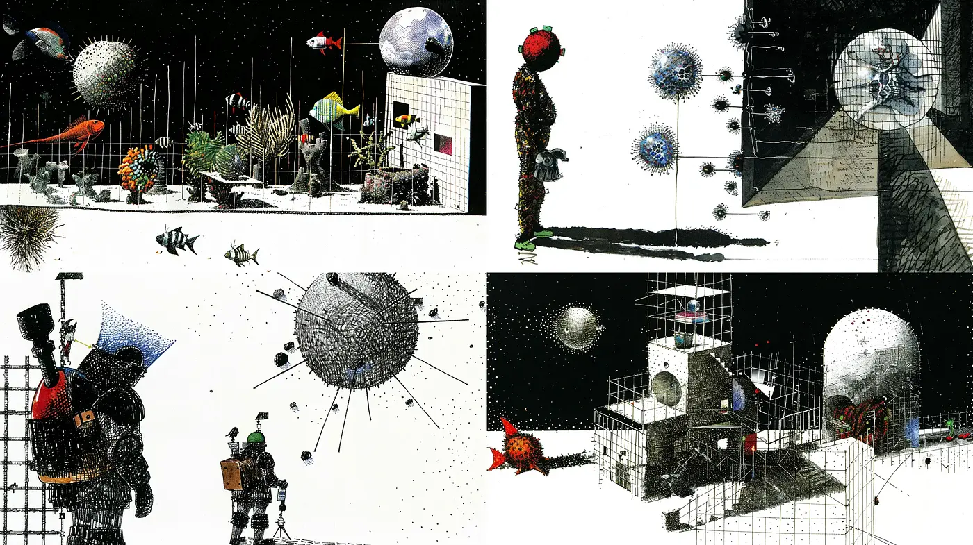 Abstract Cosmic Dreamscape with Surreal Intergalactic Elements - Midjourney sref style