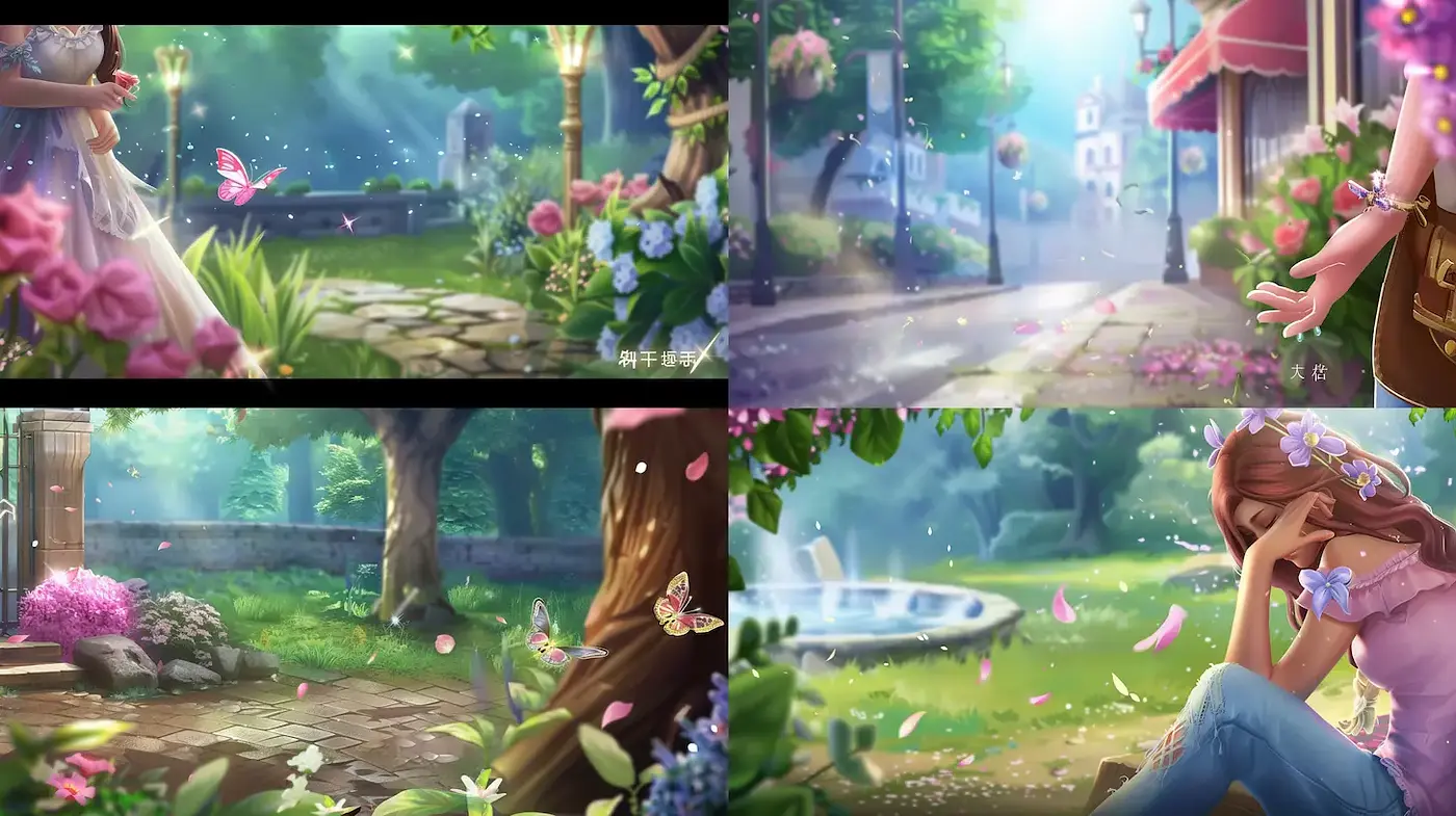 Dreamy Garden Scenes with Whimsical Elements and Soft Lighting - Midjourney sref style