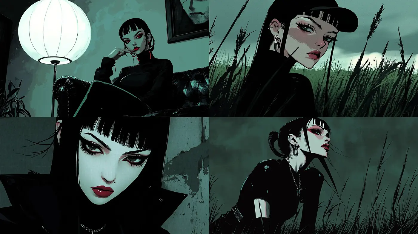 Nocturnal Elegance with a Gothic Comic Book Flair - Midjourney sref style