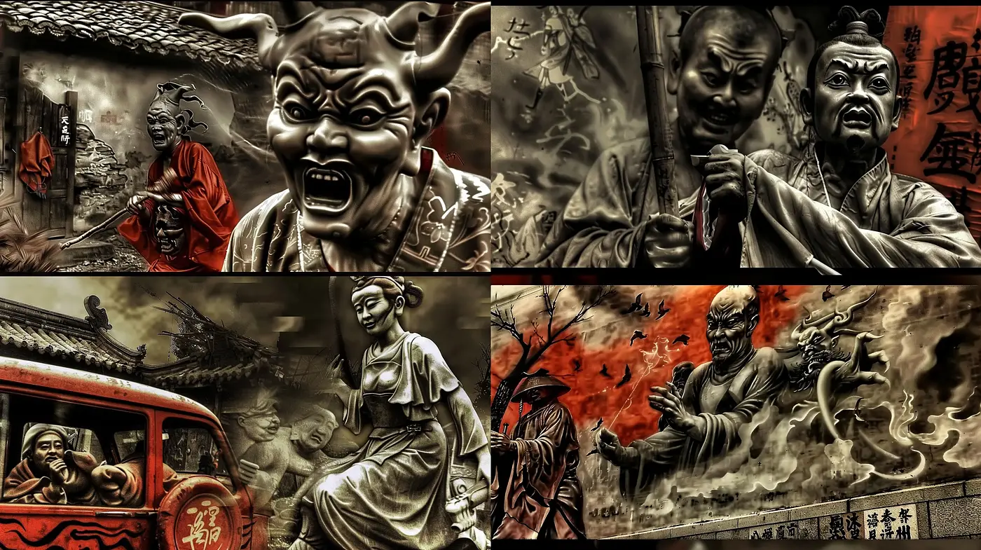 Ethereal Sepia-Toned Mythos: A Fusion of Ink Wash and Surrealism - Midjourney sref style