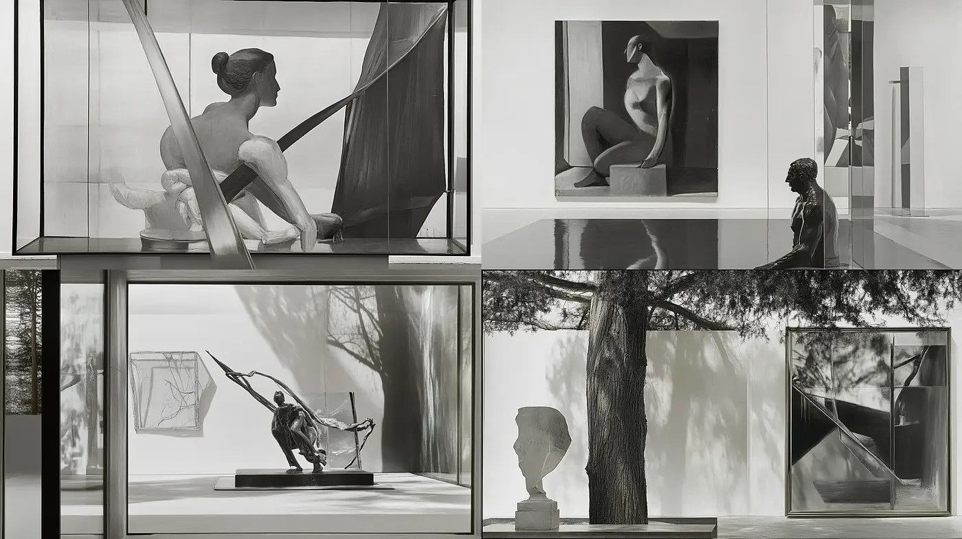 Monochromatic Elegance: A Homage to Classic Sculptural Grace and Modernist Design - Midjourney sref style