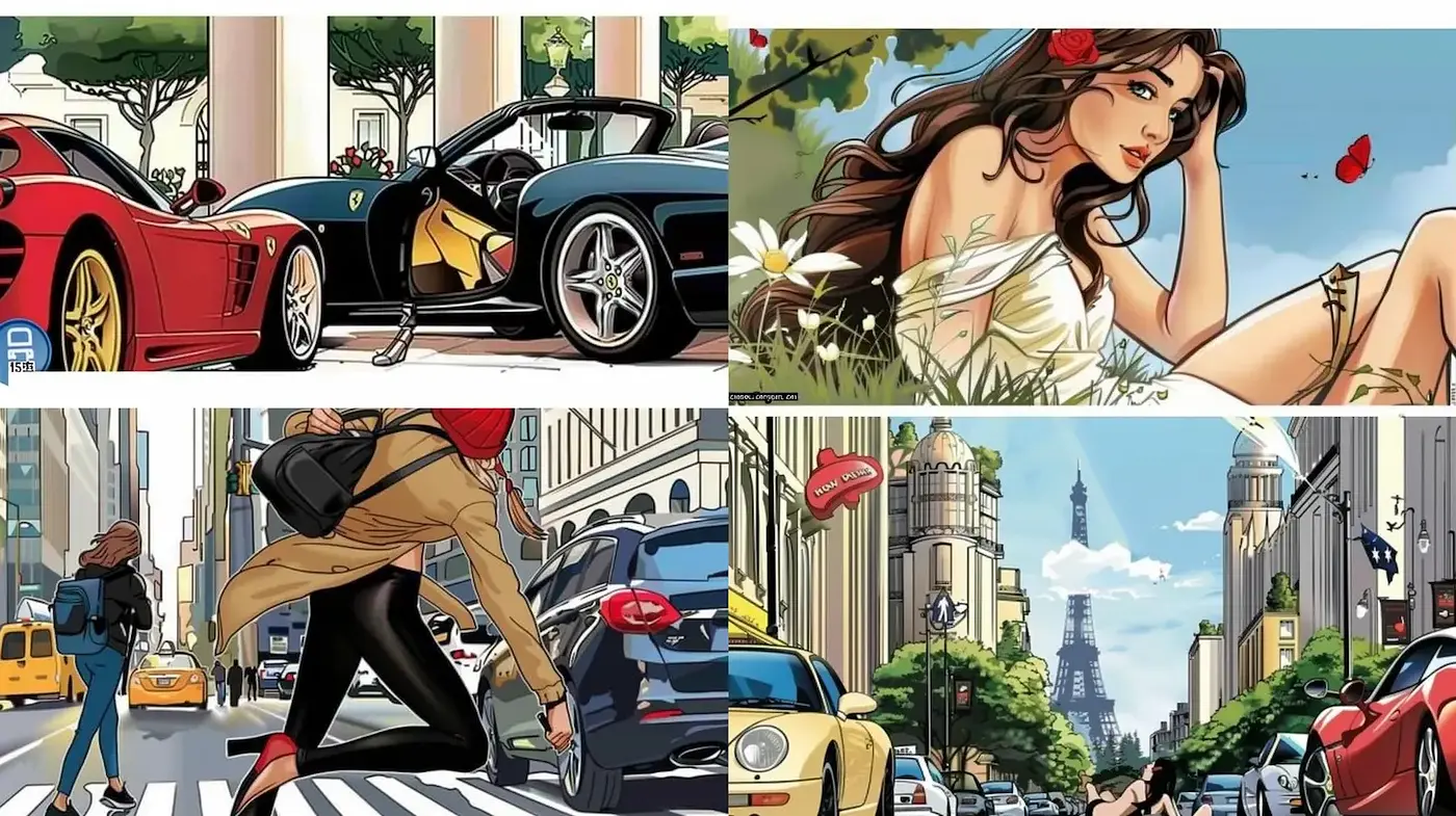 Dynamic and modern urban comic with a touch of elegance - Midjourney sref style