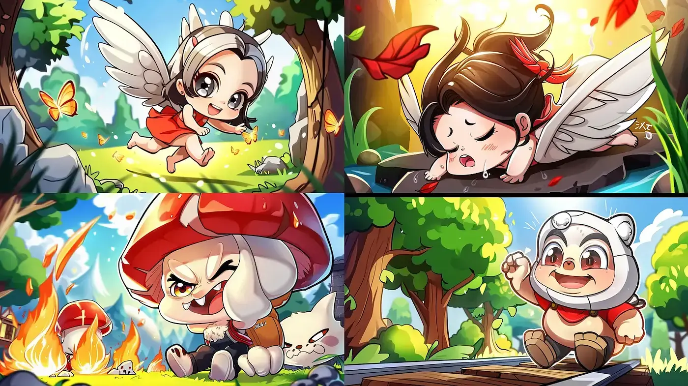 Whimsical and Playful Digital Illustrations with Nature Themes - Midjourney sref style