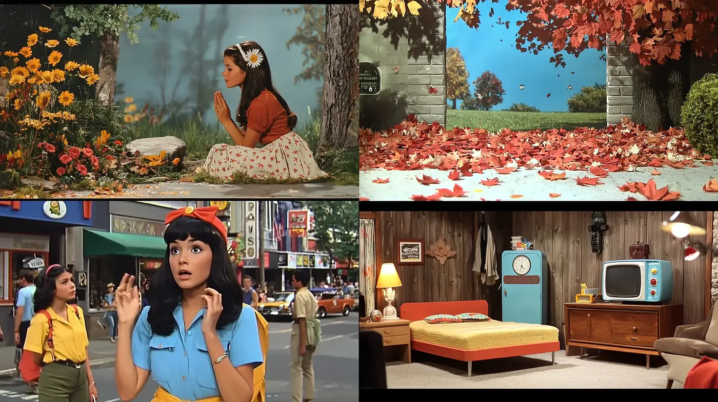 Whimsical Retro Cinematography with Vivid Autumnal Hues - Midjourney sref style