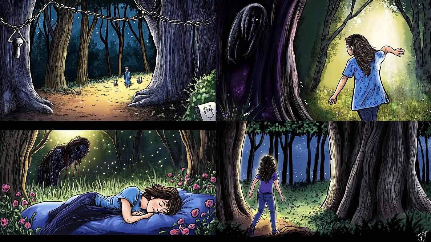 Enchanted Forest Dreamscape: A Luminous and Mystical Illustration Series - Midjourney sref style