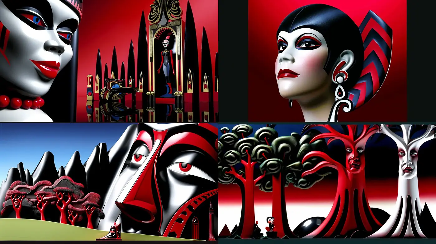 Surrealistic Synthesis of Art Deco and Modernist Influences - Midjourney sref style