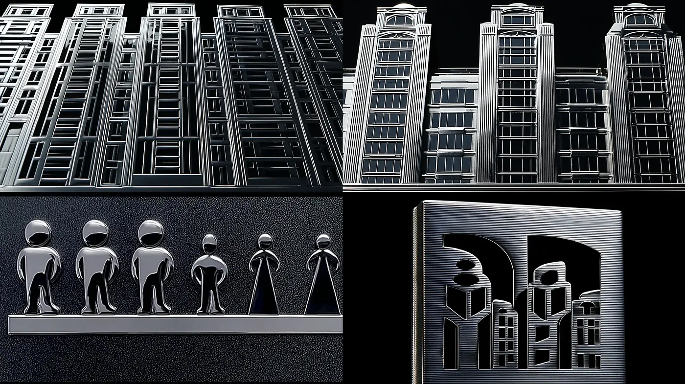 Contemporary Metallic Architecture with a Minimalistic Edge - Midjourney sref style