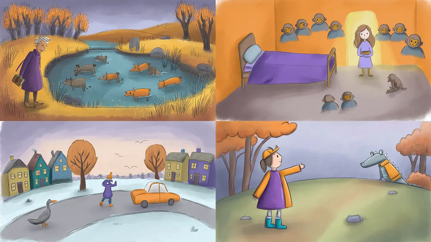 Whimsical and Playful Illustration Style with Warm Undertones - Midjourney sref style