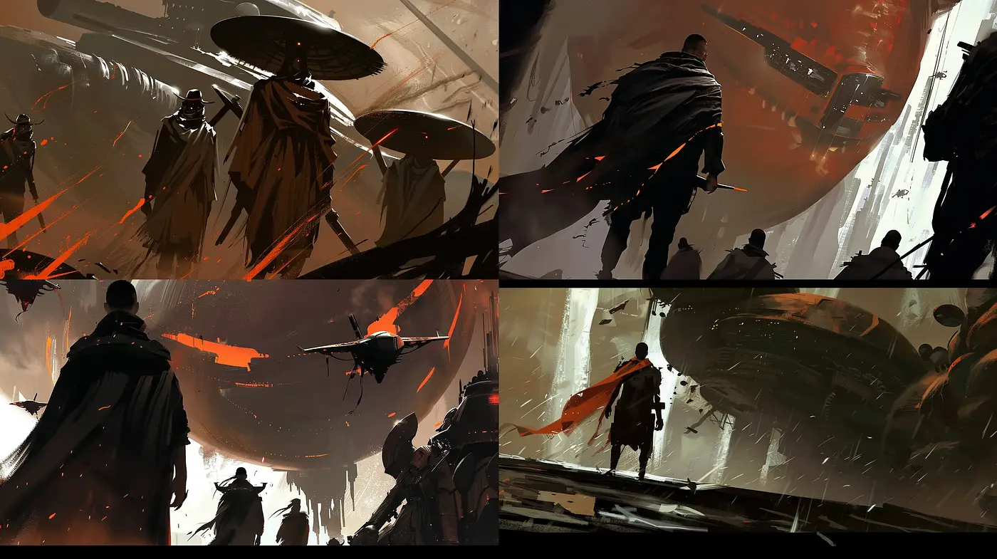 Dramatic Dusk: A Cinematic Approach to Digital Art with Strong Contrasts and Dynamic Compositions - Midjourney sref style
