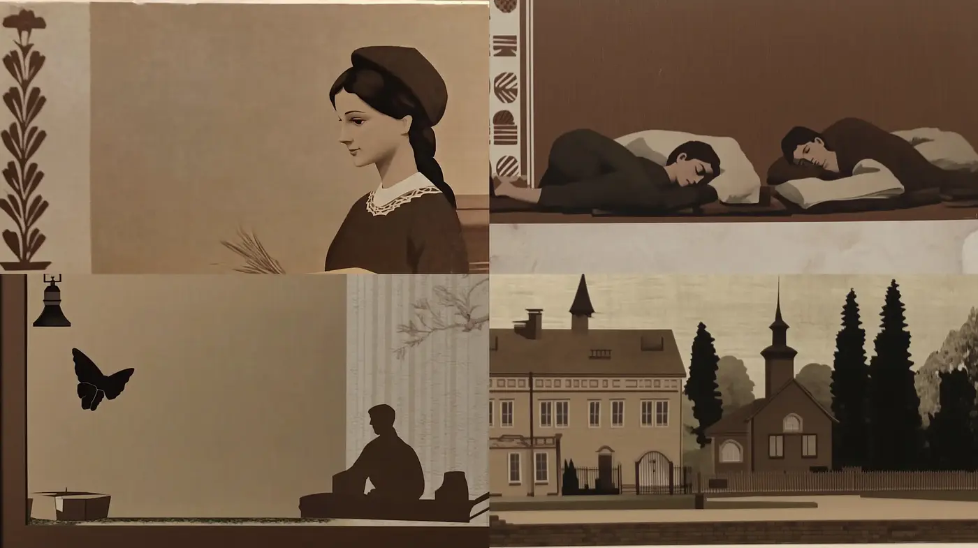 Sepia-Toned Nostalgia with a Simplistic Storybook Illustration - Midjourney sref style