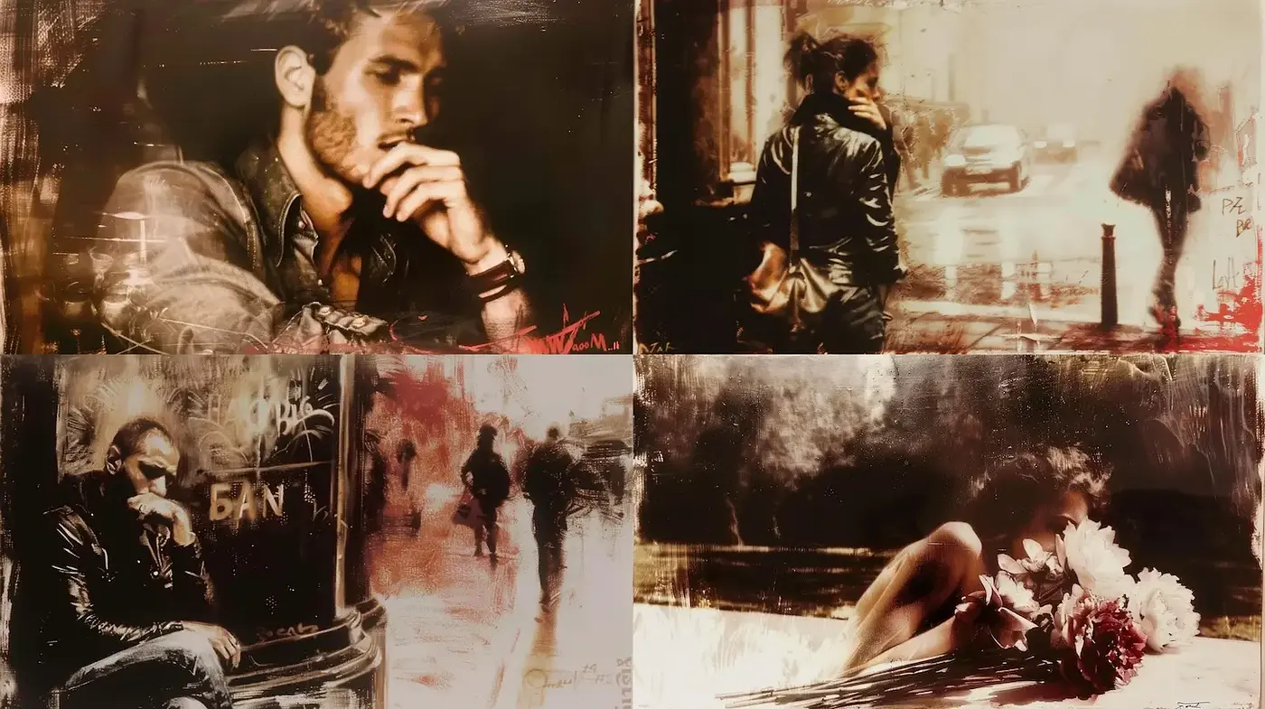 Moody Urban Impressions with a Touch of Noir - Midjourney sref style
