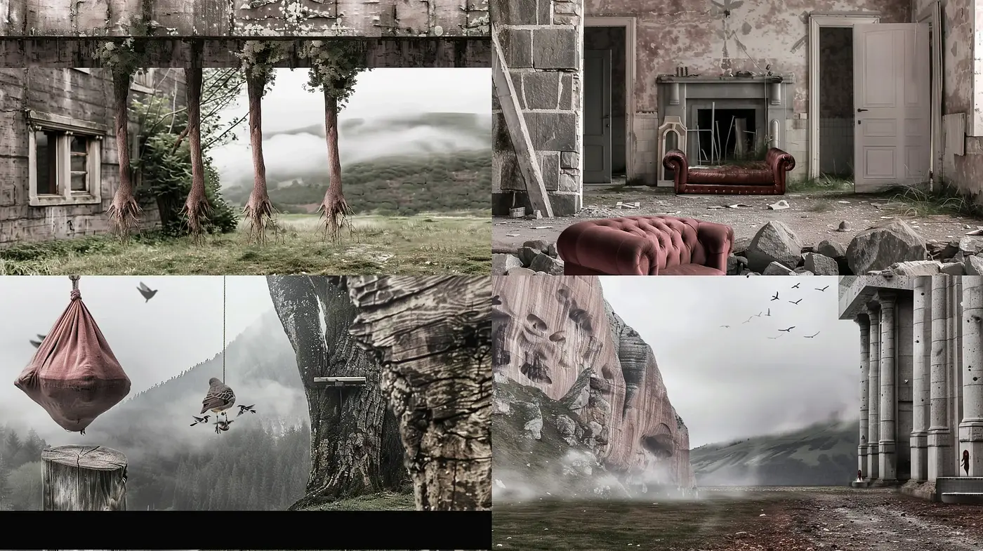 Ethereal Decrepitude: A Homage to Fading Memories in Dusky Earth Tones - Midjourney sref style