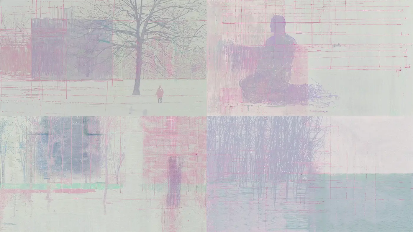 Ethereal Glitch: A Synthesis of Digital Distortion and Tranquil Tones - Midjourney sref style