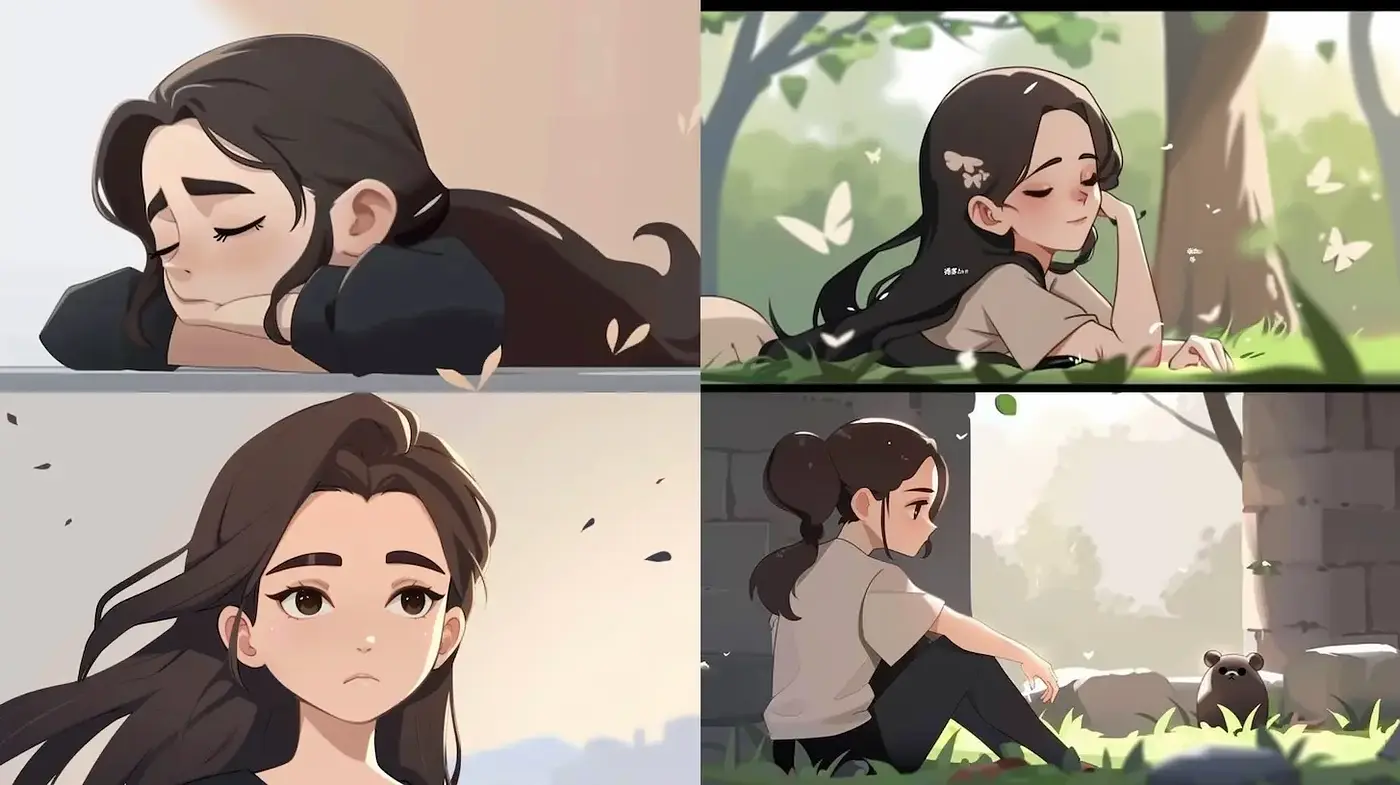 Serene Moments in Whimsical Animation Style with Natural Elements - Midjourney sref style