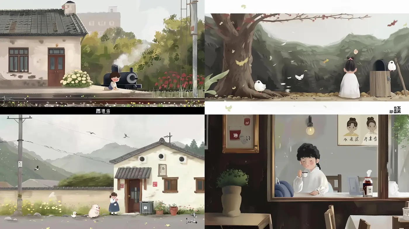 Serene Pastoral Vignettes with an East Asian Aesthetic - Midjourney sref style
