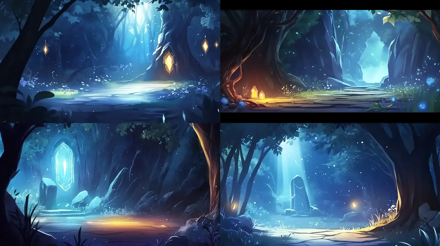 Enchanted Forest Whispers: A Consistent Dreamscape in Cool Hues - Midjourney sref style