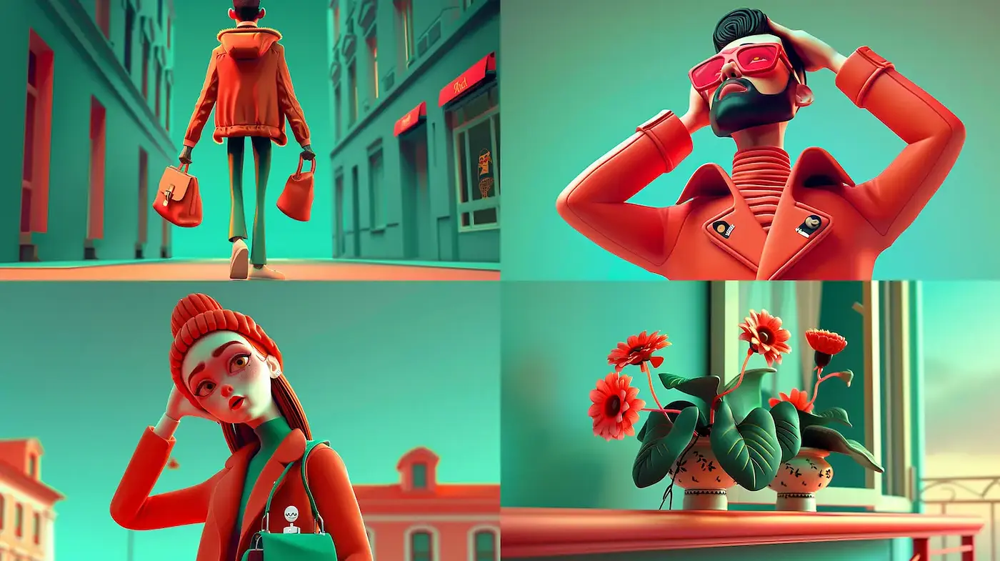 Modern cartoon aesthetic with vibrant influences and a playful ambiance - Midjourney sref style