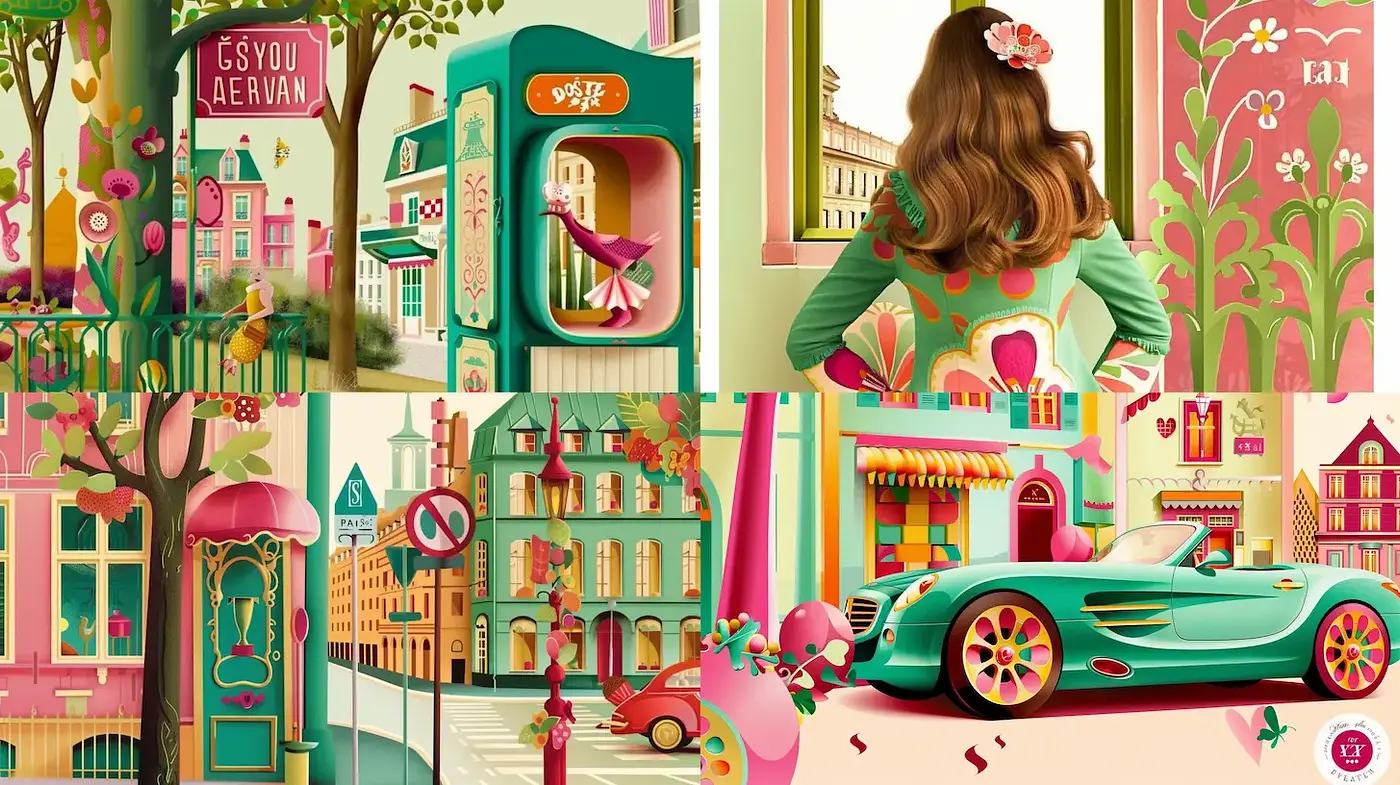 Playful and Vibrant Illustrative Style with a Nostalgic Touch and Whimsical Elements - Midjourney sref style