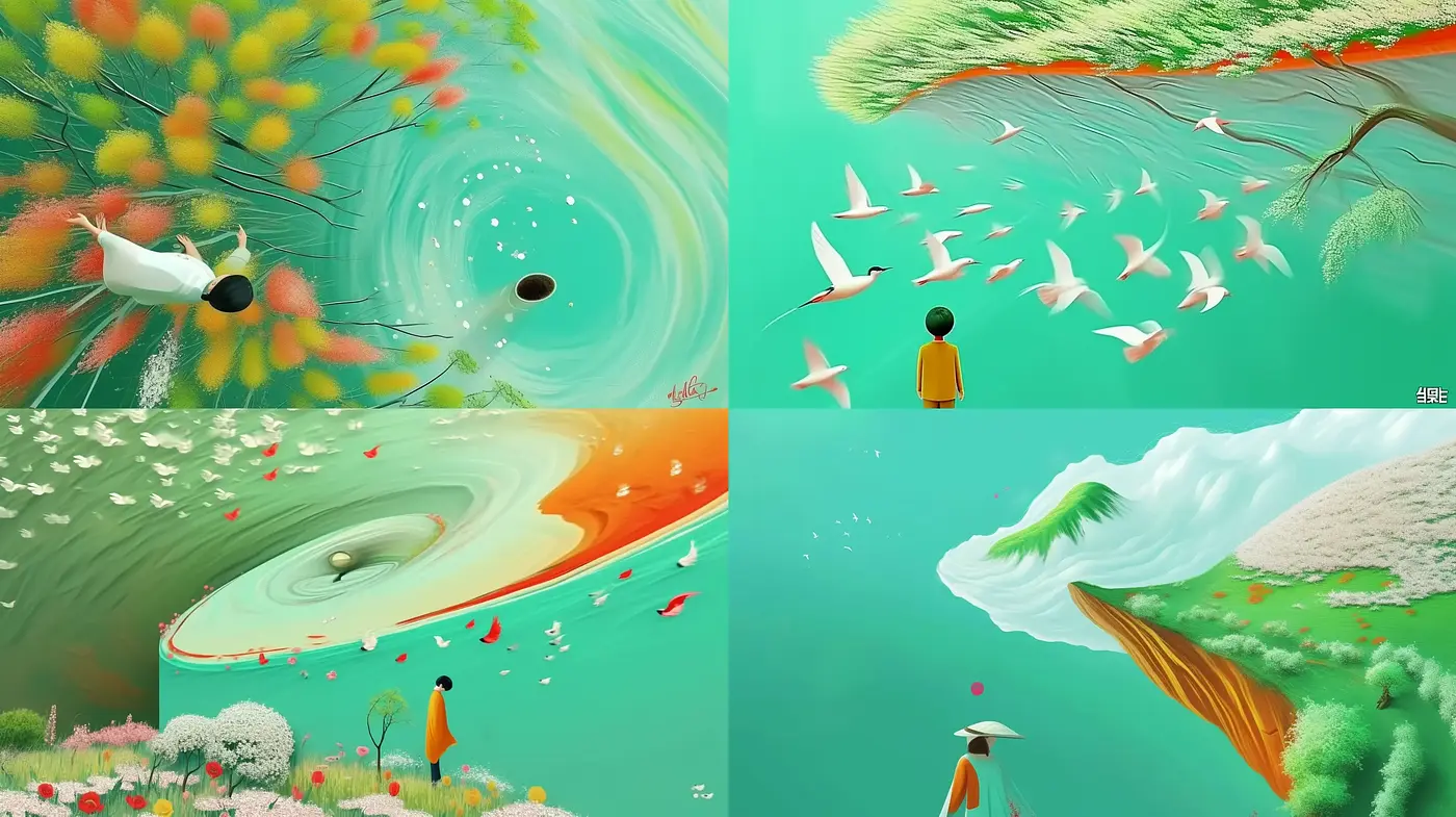 Surreal Dreamscapes with Ethereal Whimsy and Harmonious Color Blends - Midjourney sref style