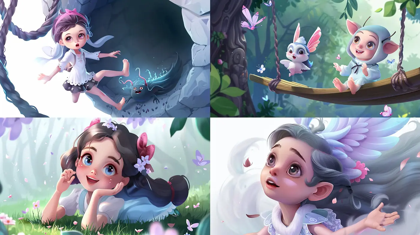 Enchanted Whimsical Wonderland: A Harmonious Blend of Lush Colors and Playful Imagery - Midjourney sref style