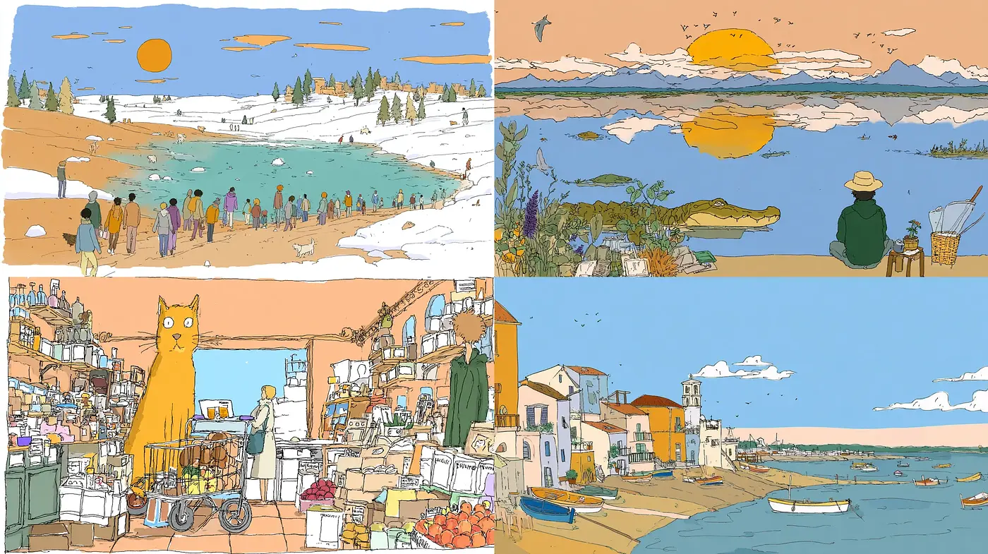 Whimsical and Playful Illustrations with a Touch of Nostalgia - Midjourney sref style