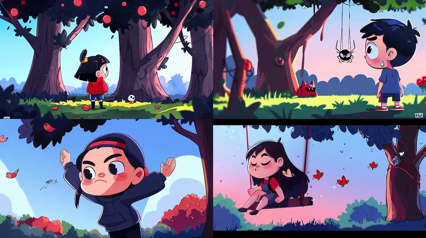 Vibrant and Whimsical Illustrated Scenes with a Playful Essence - Midjourney sref style