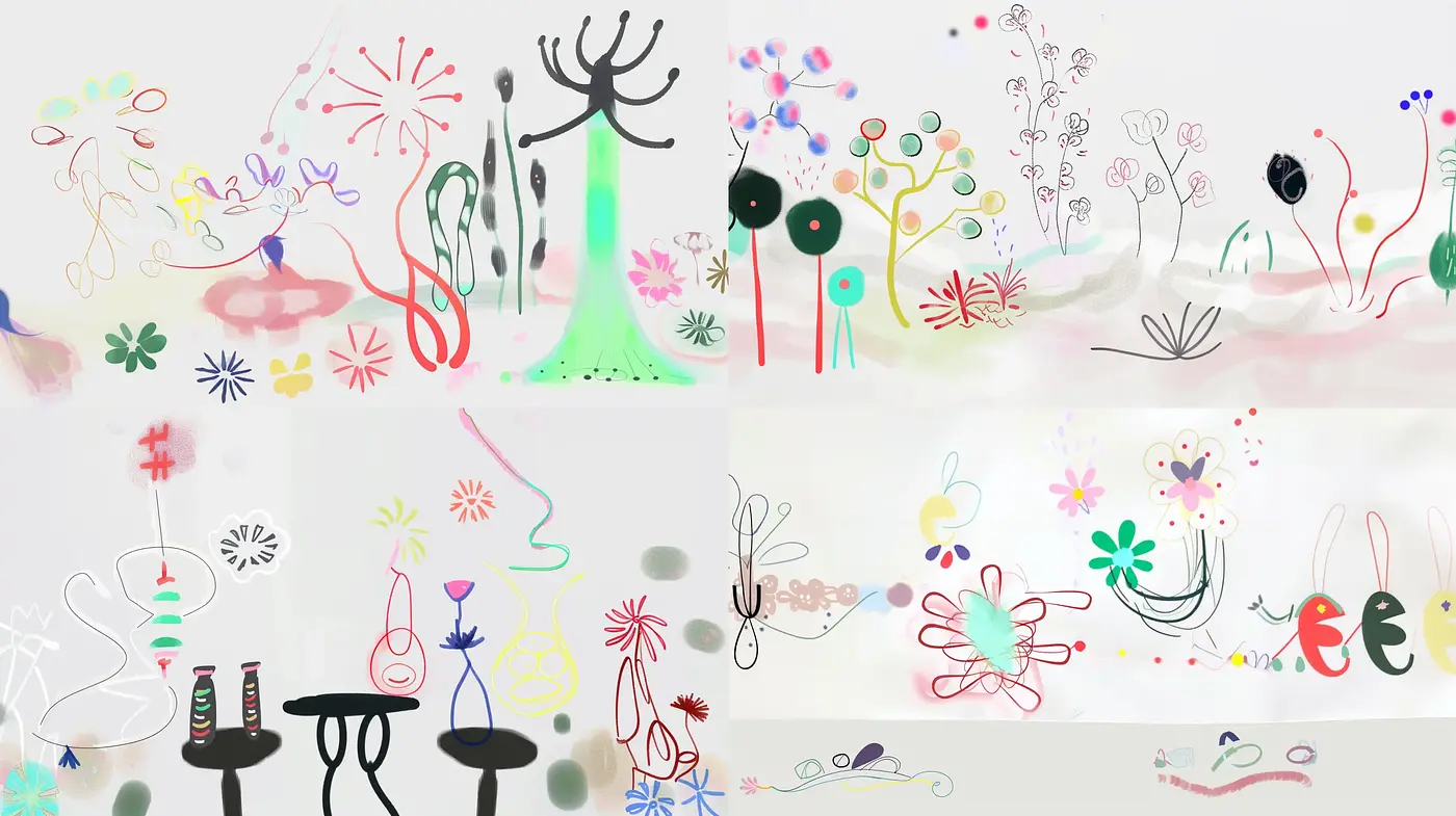 Whimsical Watercolor Doodles and Translucent Hues - Midjourney sref style