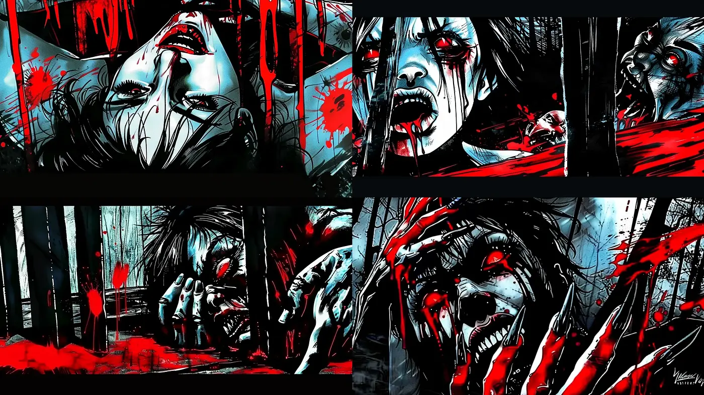 Stark Contrast in a Horror Comic Book Tableau - Midjourney sref style